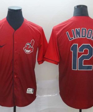 Indians 12 Francisco Lindor Red Drift Fashion Jersey