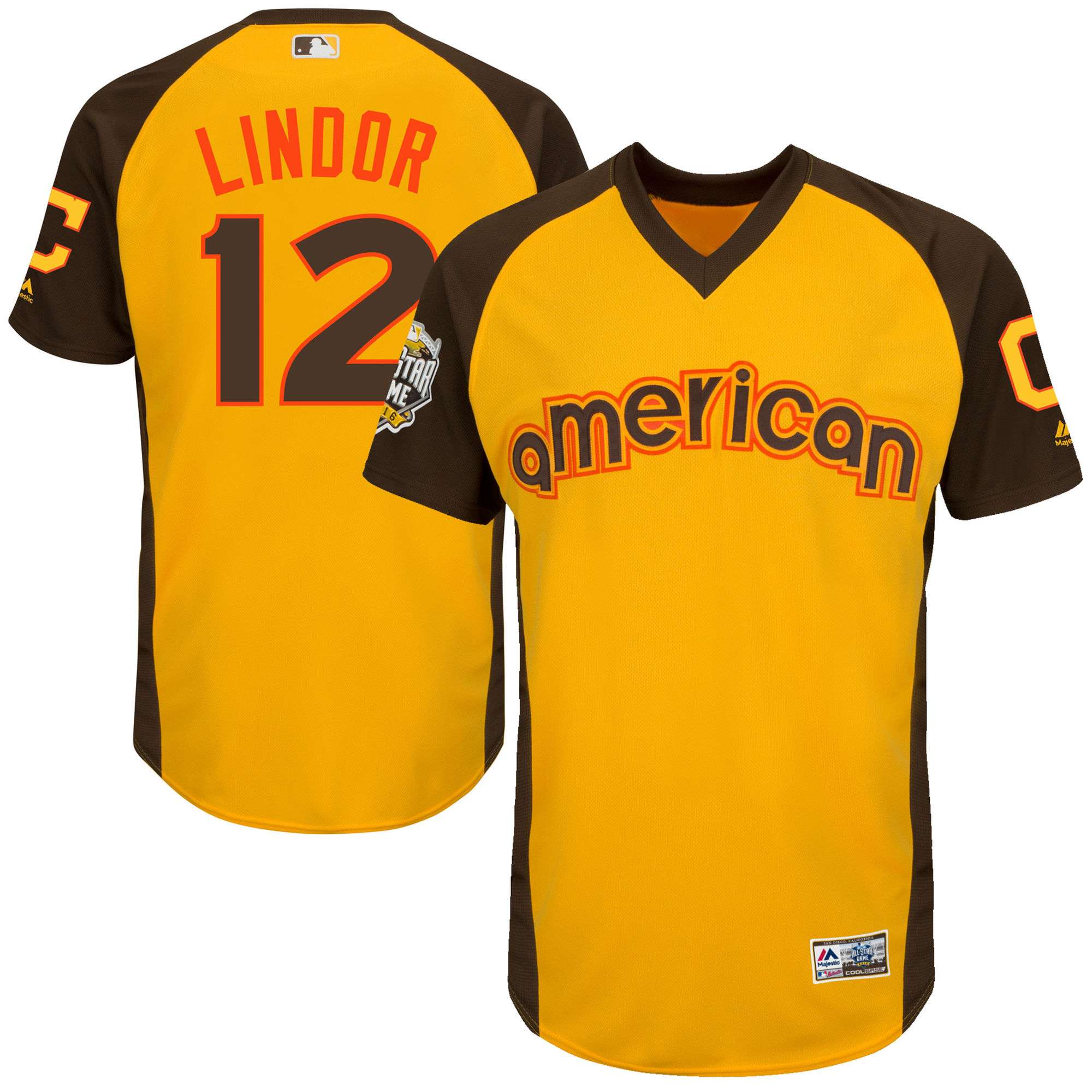 Indians 12 Francisco Lindor Yellow 2016 All-Star Game Cool Base Batting Practice Player Jersey