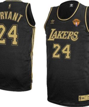 Lakers 24 Kobe Bryant Stitched Black Purple Number Final Patch NBA Jersey
