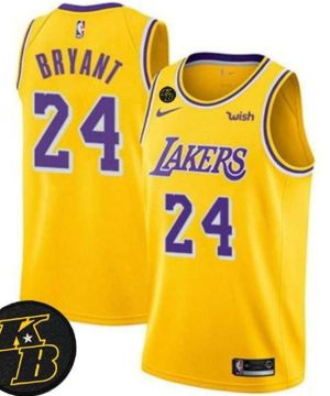 Lakers 24 Kobe Bryant With KB Patch Stitched NBA Jersey
