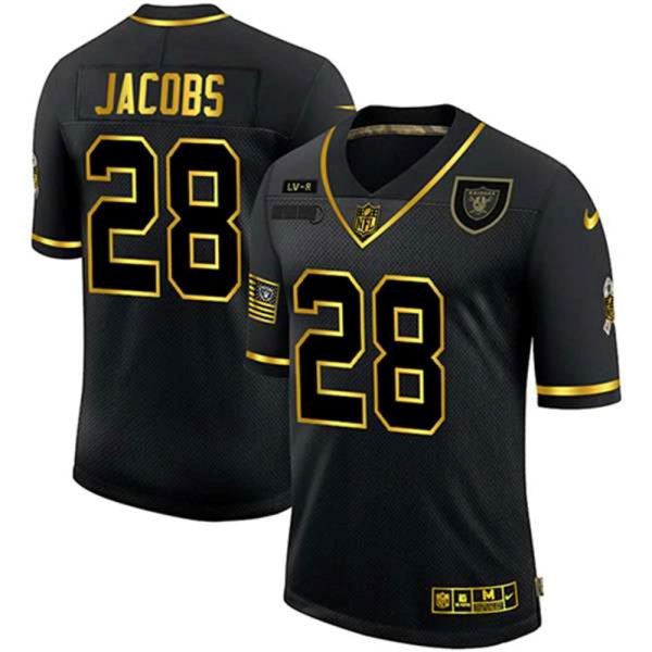 Las Vegas Raiders 28 Josh Jacobs 2020 Black Gold Salute To Service Limited Stitched NFL Jersey