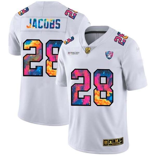 Las Vegas Raiders 28 Josh Jacobs 2020 White Crucial Catch Limited Stitched Jersey