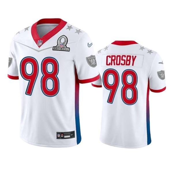 Las Vegas Raiders 98 Maxx Crosby 2022 White Pro Bowl Stitched Jersey