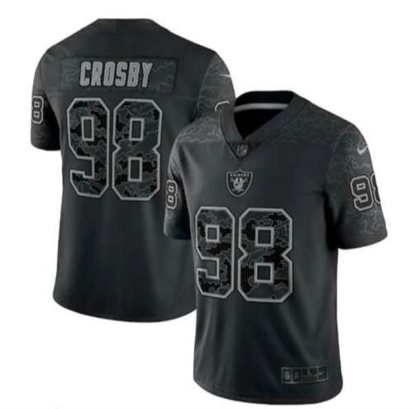 Las Vegas Raiders 98 Maxx Crosby Black Reflective Limited Stitched Football Jersey