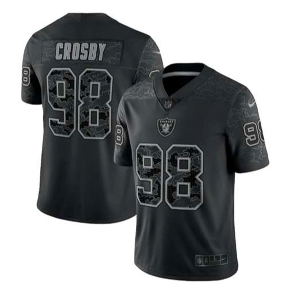 Las Vegas Raiders #98 Maxx Crosby Black Reflective Limited Stitched Football Jersey