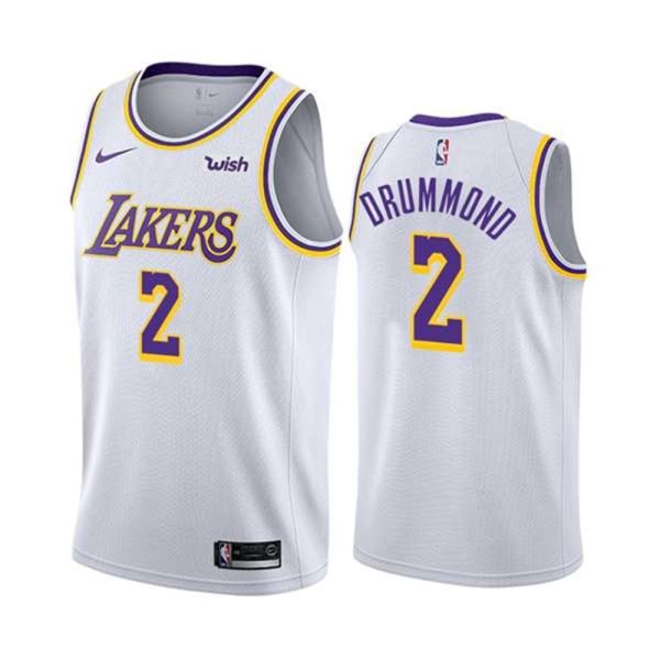 Los Angeles Lakers 2 Andre Drummond White Stitched NBA Jersey