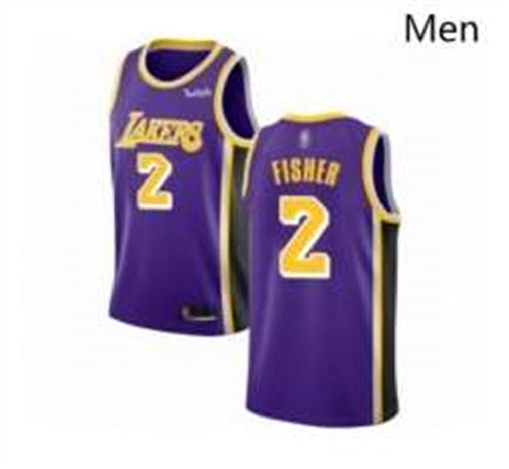 Los Angeles Lakers 2 Derek Fisher Authentic Purple Basketball Jerseys Icon Edition