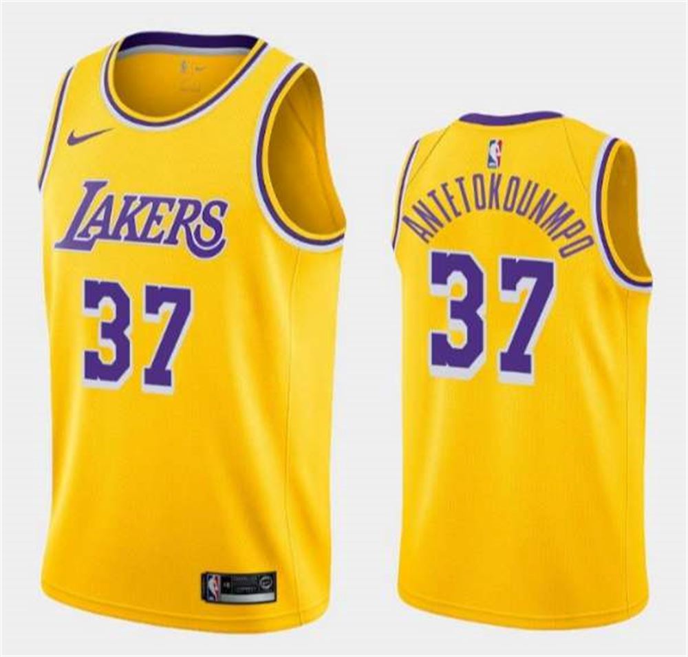 Los Angeles Lakers #37 Kostas Antetokounmpo Yellow Stitched NBA Jersey