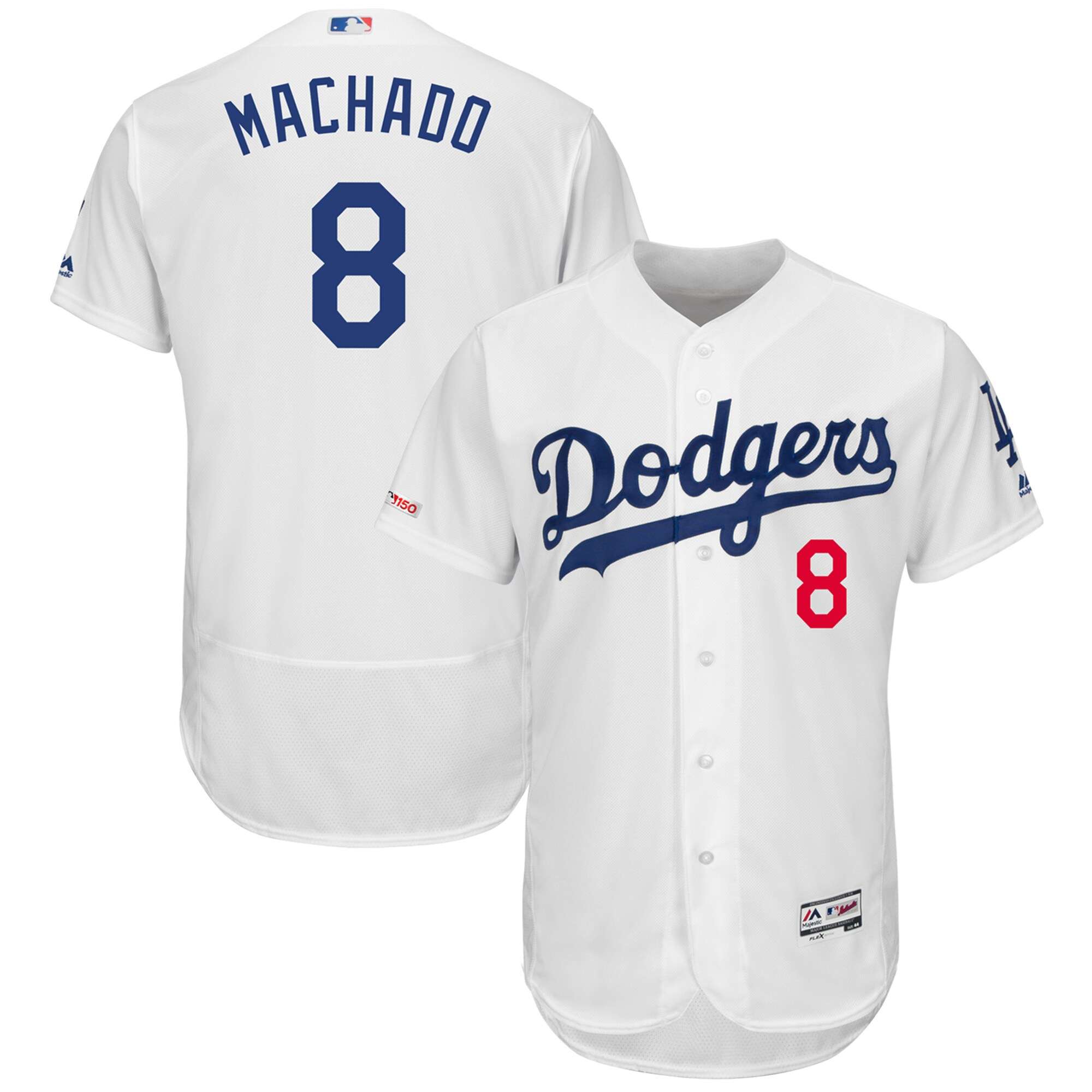 Manny Machado Los Angeles Dodgers Majestic Home Authentic Collection Flex Base Player White Jersey