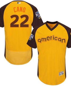 Mariners 22 Robinson Cano Gold Flexbase Authentic Collection 2016 All Star American League Stitched MLB Jersey