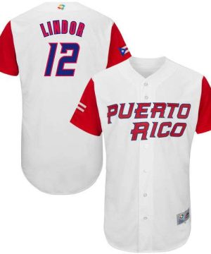 Mens Puerto Rico Baseball 12 Francisco Lindor White 2017 World Baseball Classic Jersey