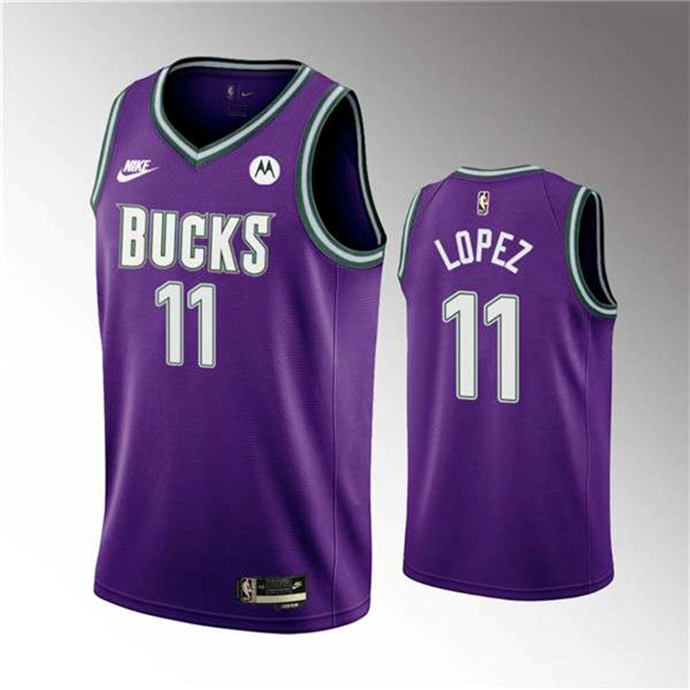 Milwaukee Bucks #11 Brook Lopez 2022 23 Purple Classic Edition Swingman Stitched  Basketball Jersey