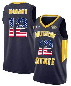Murray State Racers 12 Ja Morant Navy USA Flag College Basketball Jersey