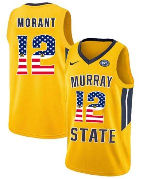 Murray State Racers 12 Ja Morant Yellow USA Flag College Basketball Jersey