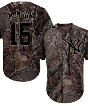 New York Yankees 15 Thurman Munson Camo Realtree Collection Cool Base Stitched MLB Jersey