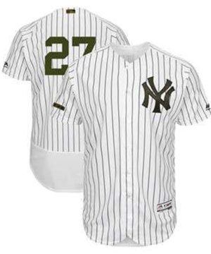 New York Yankees 27 Giancarlo Stanton Majestic White 2018 Memorial Day Authentic Collection Flex Base Player Jersey