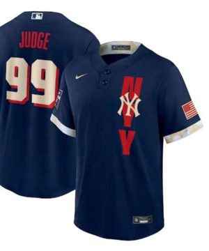 New York Yankees 99 Aaron Judge 2021 Navy All Star Cool Base Stitched MLB Jersey