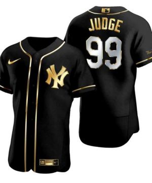 New York Yankees 99 Aaron Judge Black Gold Flex Base Stitched Baseball Jersey