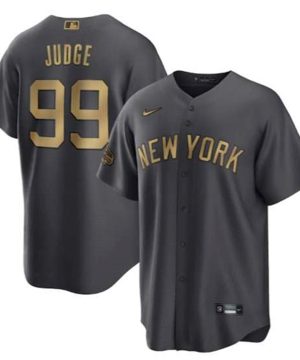New York Yankees 99 Aaron Judge Charcoal 2022 All Star Cool Base Stitched Jersey