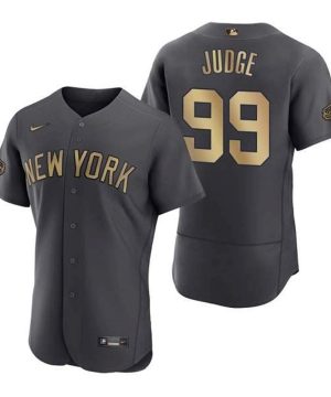 New York Yankees 99 Aaron Judge Charcoal 2022 All Star Flex Base Stitched Baseball Jersey