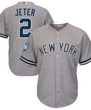 New York Yankees Derek Jeter Majestic Gray Road Retirement Patch Official Cool Base Jersey