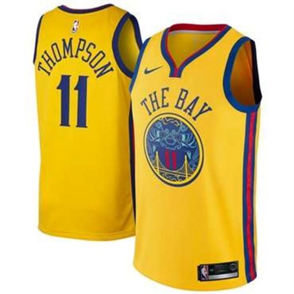 Nike Golden State Warriors 11 Klay Thompson Gold NBA Swingman City Edition Jersey