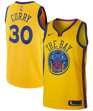 Nike Golden State Warriors 30 Stephen Curry Gold NBA Swingman City Edition Jersey