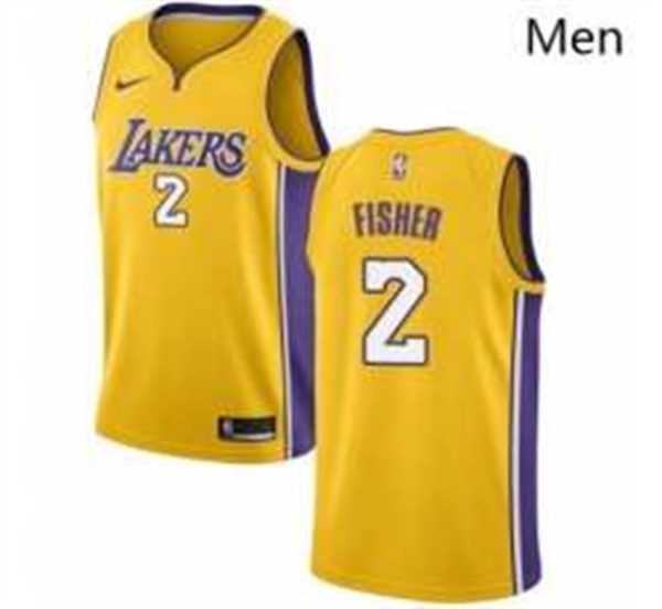 Nike Los Angeles Lakers 2 Derek Fisher Swingman Gold Home NBA Jersey Icon Edition