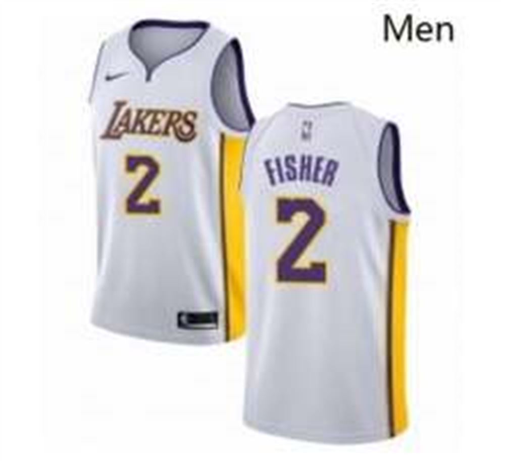 Los Angeles Lakers 2 Derek Fisher Swingman White NBA Jersey Association Edition