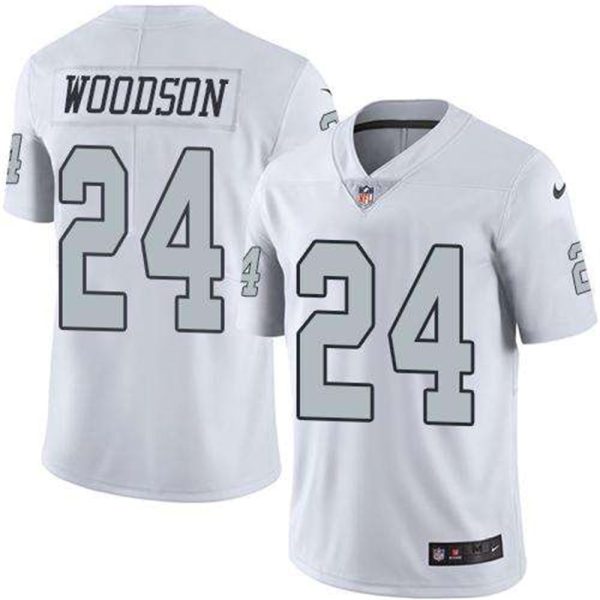 Nike Raiders 24 Charles Woodson White Mens Stitched NFL Limited Rush Jersey