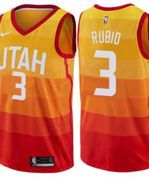Nike Utah Jazz 3 Ricky Rubio Orange NBA Swingman City Edition Jersey