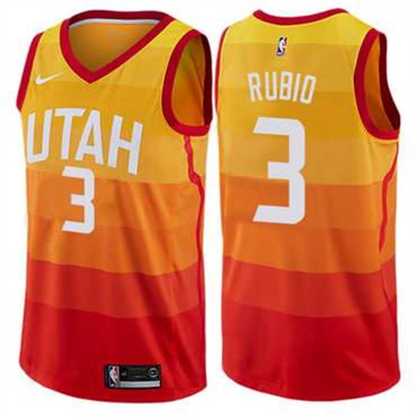 Nike Utah Jazz 3 Ricky Rubio Orange NBA Swingman City Edition Jersey