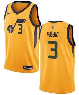 Nike Utah Jazz 3 Ricky Rubio Yellow NBA Swingman Statement Edition Jersey