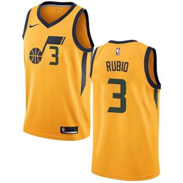 Nike Utah Jazz 3 Ricky Rubio Yellow NBA Swingman Statement Edition Jersey
