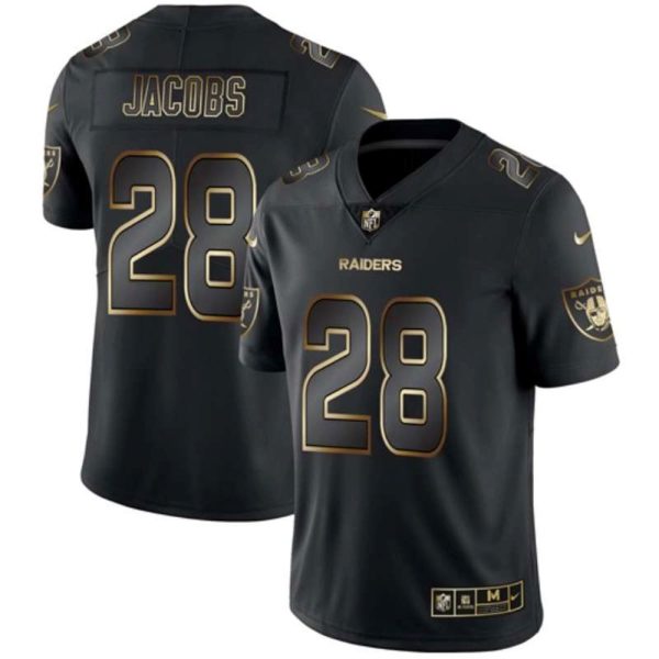 Oakland Raiders 28 Josh Jacobs 2019 Black Gold Edition Stitched NFL Jersey 1