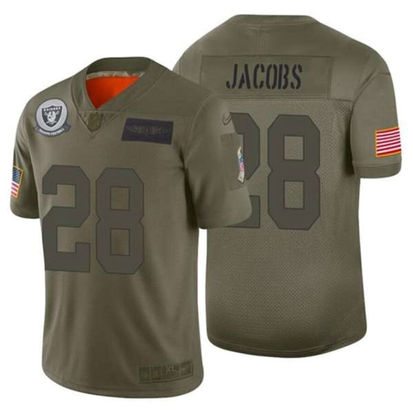 Oakland Raiders 28 Josh Jacobs 2019 Camo Salute To Service Limited Stitched NFL Jersey