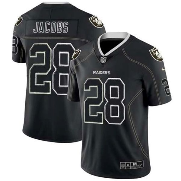 Oakland Raiders 28 Josh Jacobs Black Lights Out Color Rush Limited Stitched NFL Jersey