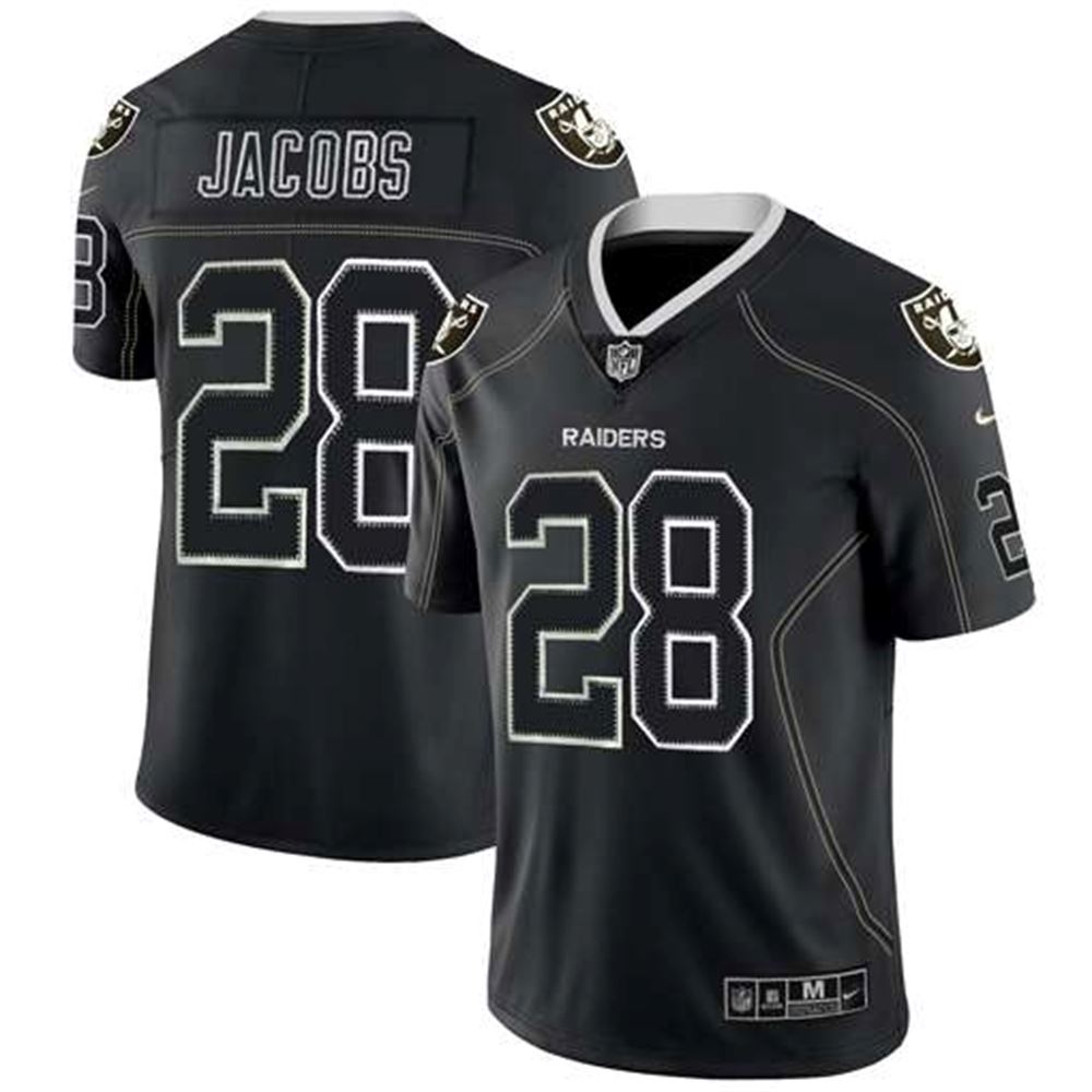 Oakland Raiders #28 Josh Jacobs Black Lights Out Color Rush Limited Stitched NFL Jersey
