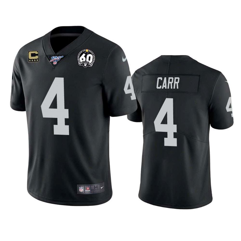 Oakland Raiders #4 Derek Carr Black 60th Anniversary Vapor With C Patch  Limited Stitched NFL 100th