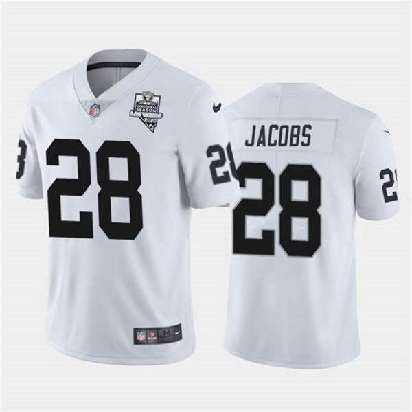 Oakland Raiders White 28 Josh Jacobs 2020 Inaugural Season Vapor Limited Stitched NFL Jersey