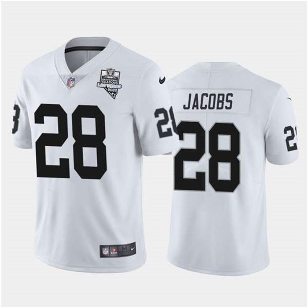 Oakland Raiders White #28 Josh Jacobs 2020 Inaugural Season Vapor Limited Stitched NFL Jersey