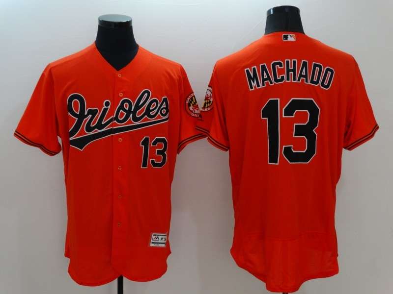 Orioles 13 Manny Machado Orange Flexbase Jersey