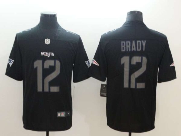 Patriots 12 Tom Brady Black Vapor Impact Limited Jersey