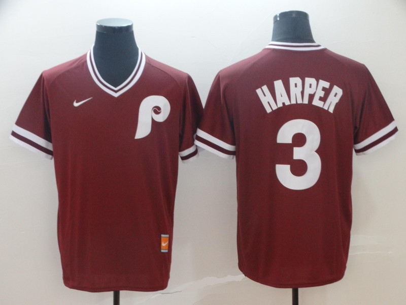 Phillies 3 Bryce Harper Red Throwback Jersey
