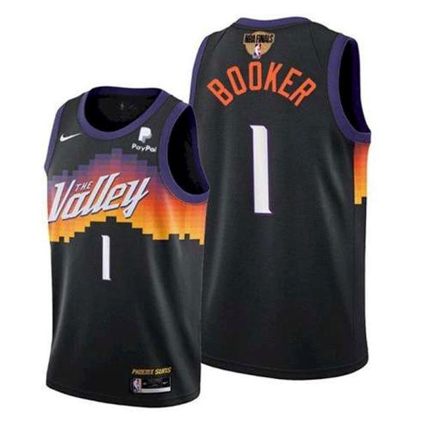 Phoenix Suns 1 Devin Booker 2021 NBA Finals Black City Edition Stitched NBA Jersey