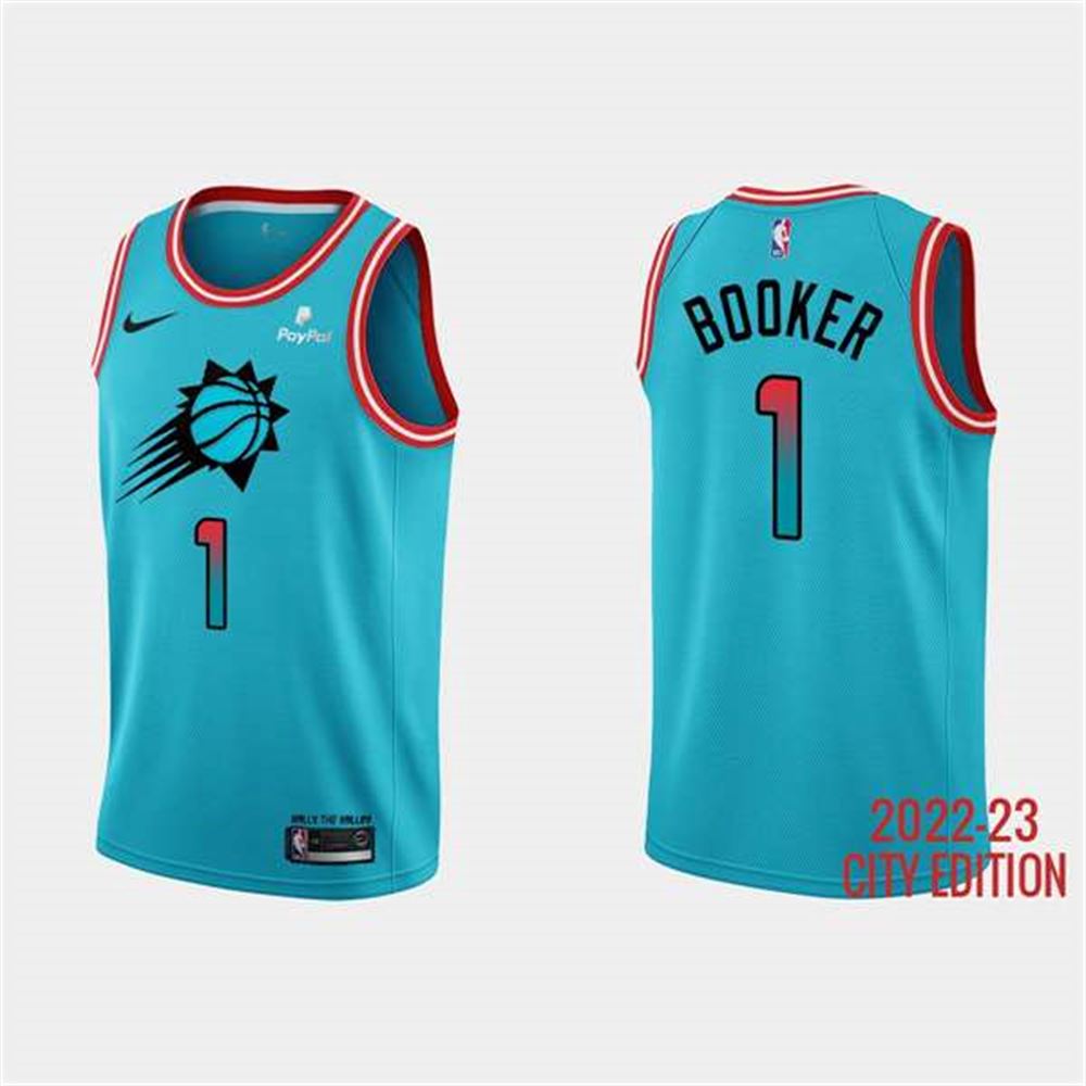 Phoenix Suns #1 Devin Booker 2022-23 Blue City Edition Stitched Basketball Jersey