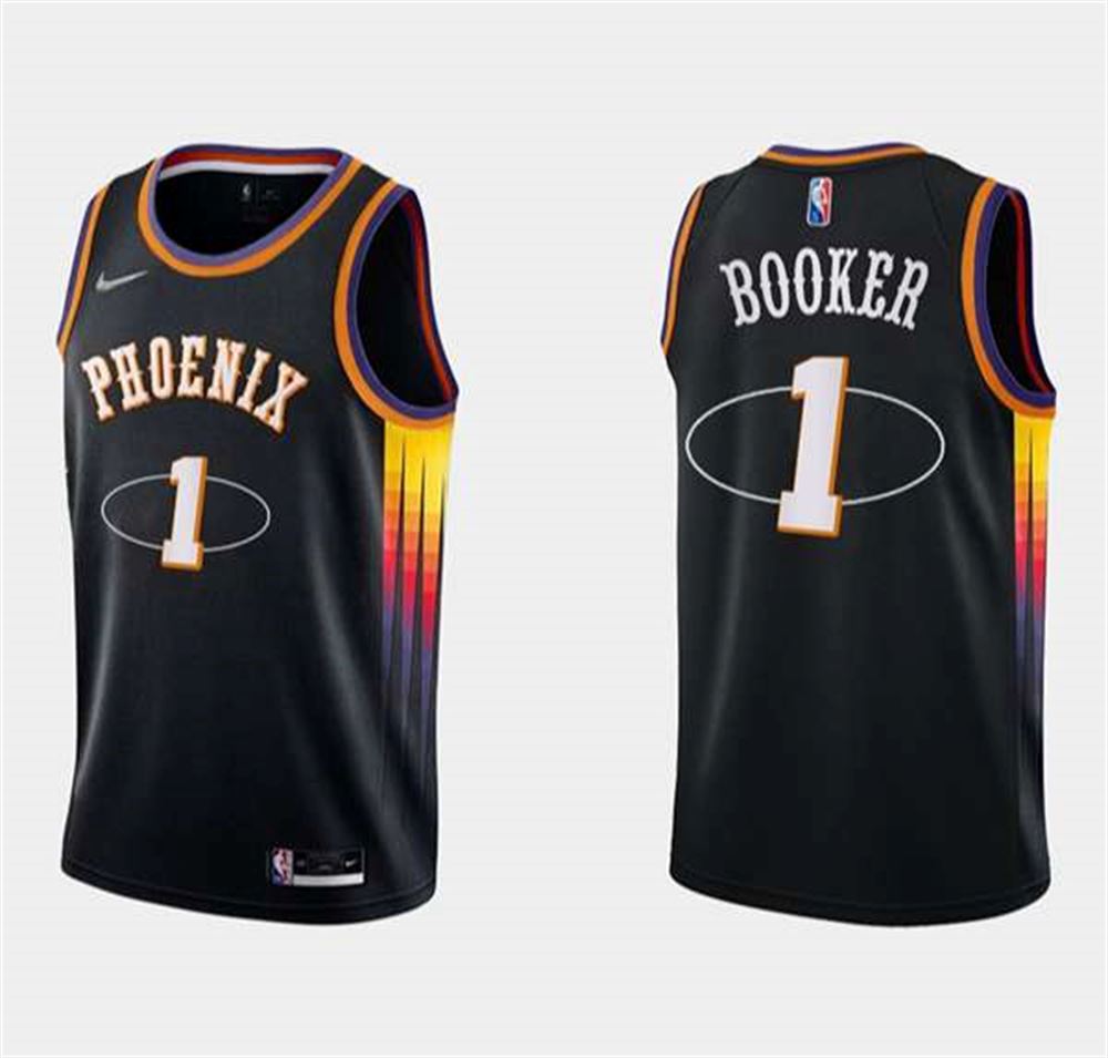 Phoenix Suns #1 Devin Booker Black 75th Anniversary Stitched Basketball Jersey