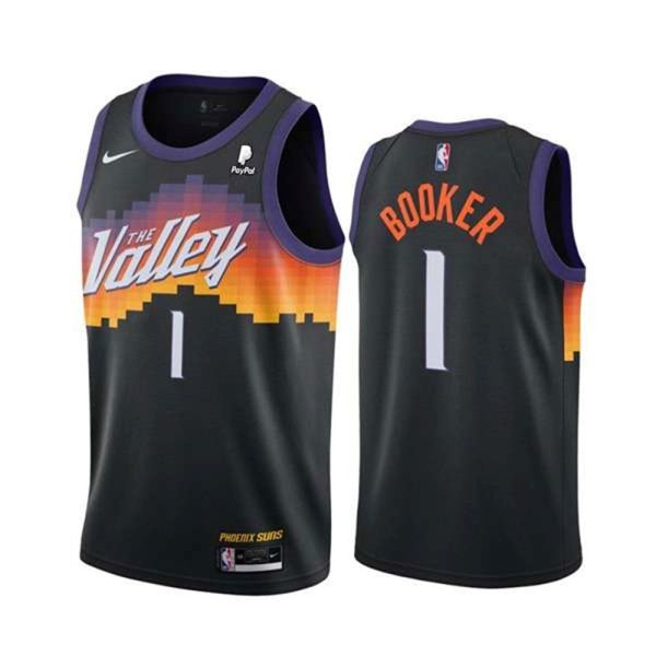 Phoenix Suns 1 Devin Booker Black City Edition New Uniform 2021 Stitched NBA Jersey