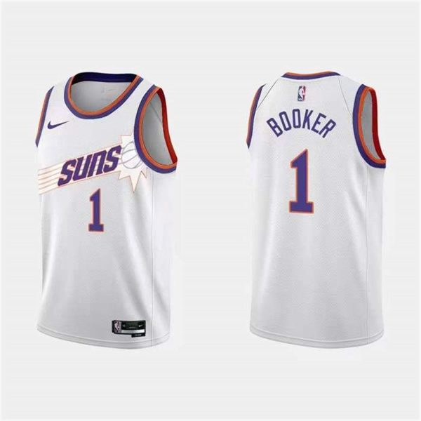 Phoenix Suns 1 Devin Booker White Association Edition Stitched Jersey
