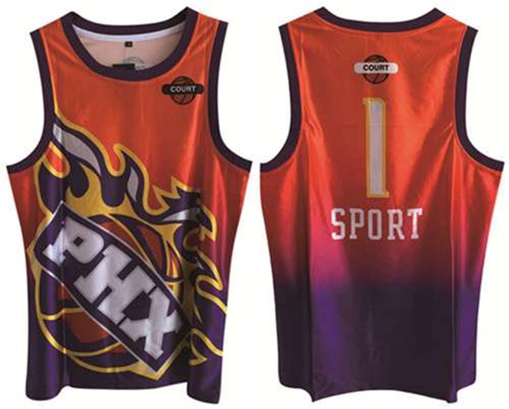 Phoenix Suns#1 Devin Booker Purple Orange Print Basketball Jersey